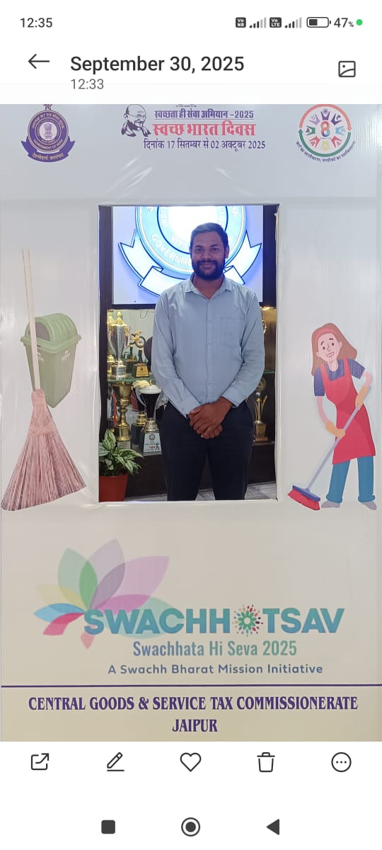 Today, CGST Jaipur unveiled a vibrant Selfie Point to boost public engagement and instill pride in cleanliness. This creative initiative supports the Swachh Bharat Abhiyan by encouraging commitment to a cleaner India. #SpecialCampaign5 #SHS2025  <a href="/cbic_india/">CBIC</a> <a href="/CGSTJAIPURZONE/">CGST Jaipur Zone</a>