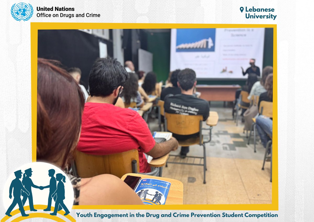 UNODC_ROMENA's tweet photo. 💡Youth Leading the Way!

@UNODC 🇱🇧 hit rewind to #WDD25 &amp; proudly recognized 6 students from @LebaneseUni Faculty of Fine Arts&amp;Architecture for their innovative contributions to drug use prevention materials📽️🎨
This university student competition is funded by @NorwayinLebanon https://t.co/feu6c9N4R3