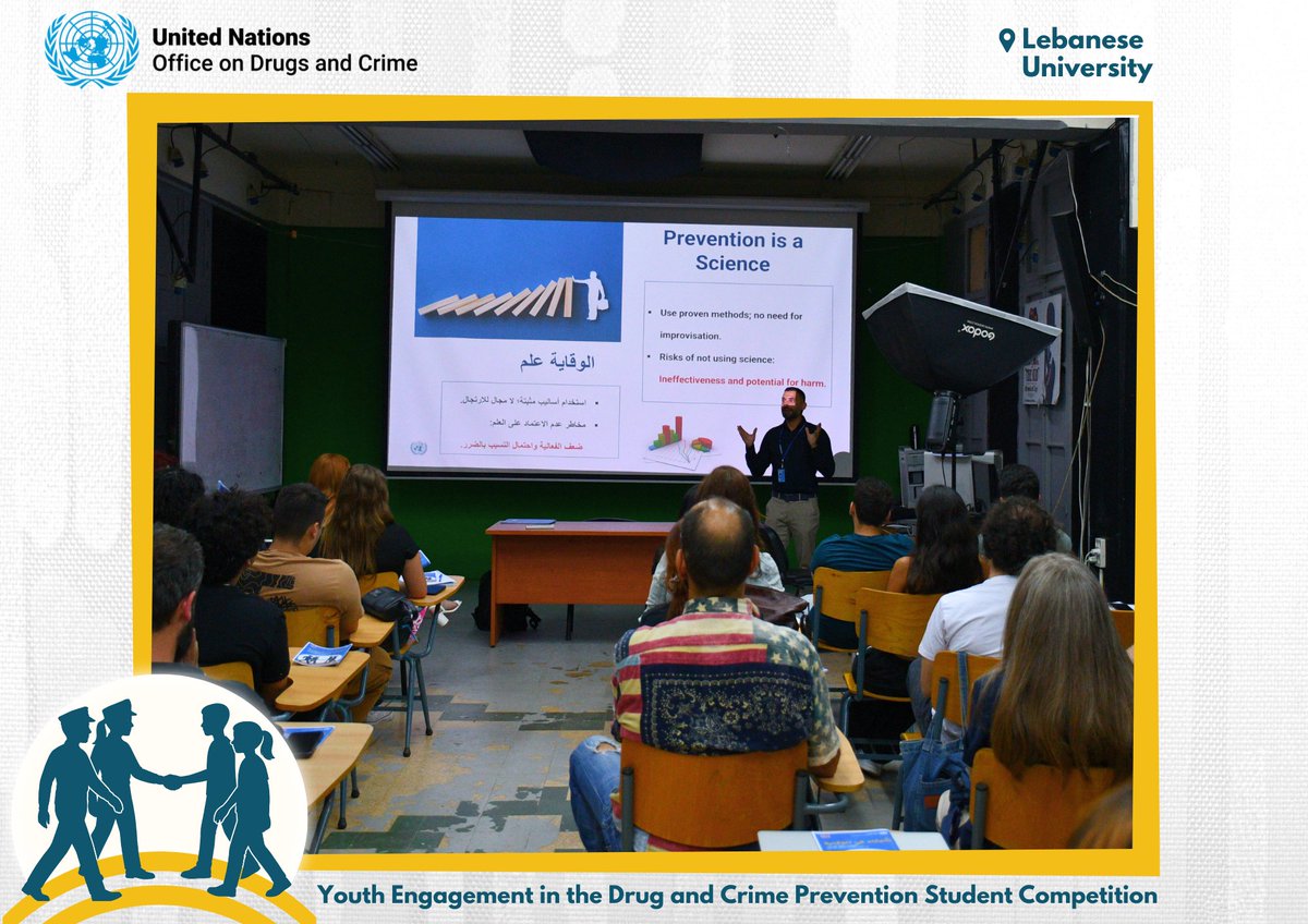 UNODC_ROMENA's tweet photo. 💡Youth Leading the Way!

@UNODC 🇱🇧 hit rewind to #WDD25 &amp; proudly recognized 6 students from @LebaneseUni Faculty of Fine Arts&amp;Architecture for their innovative contributions to drug use prevention materials📽️🎨
This university student competition is funded by @NorwayinLebanon https://t.co/feu6c9N4R3