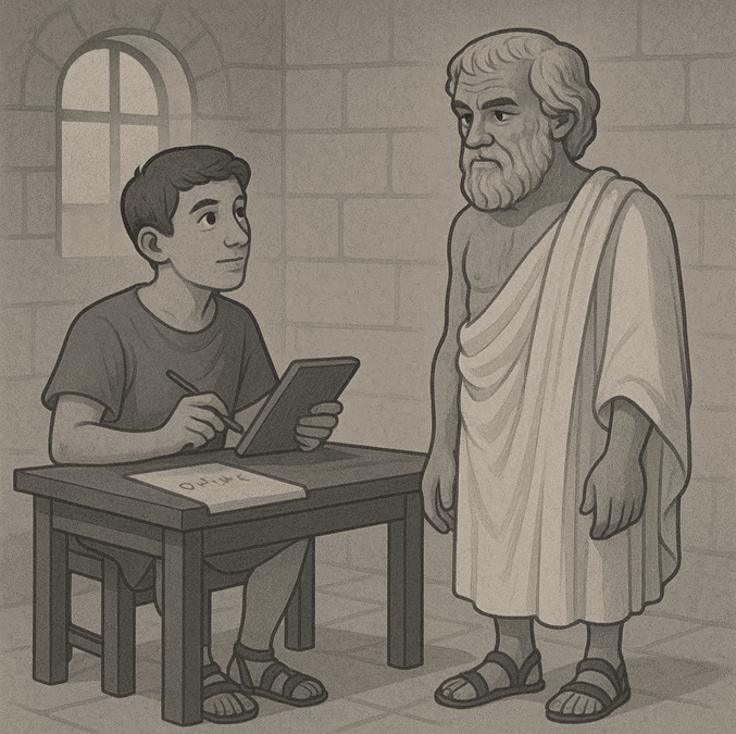 Legend says Aristotle once went to the registry 🏛️ for an important certificate.
Clerk: Name? 
Aristotle (A): Ἀριστοτέλης
Clerk: Place of birth? 
A.: Stagira 
Clerk: Year? A.: 384 BC
Clerk: Before… WHAT??? 🤯😯🤯