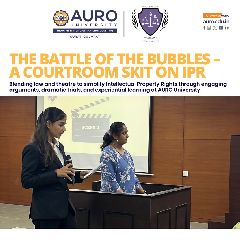 ⚖️✨ The Battle of the Bubbles at AURO University brought IPR to life! 🍾

A courtroom clash of Champagne vs. Champnany turned complex concepts into engaging, creative learning. 🎭📚

#auro #schooloflaw #iprcell #courtroomdrama #experientiallearning #growwithauro