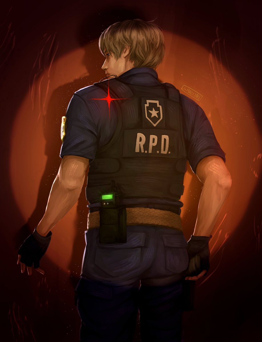 MaizeyArt's tweet photo. It’s a day I’ll never forget. The cop inside me died that day. #re2 #leonkennedy https://t.co/1J5nfmwv1C