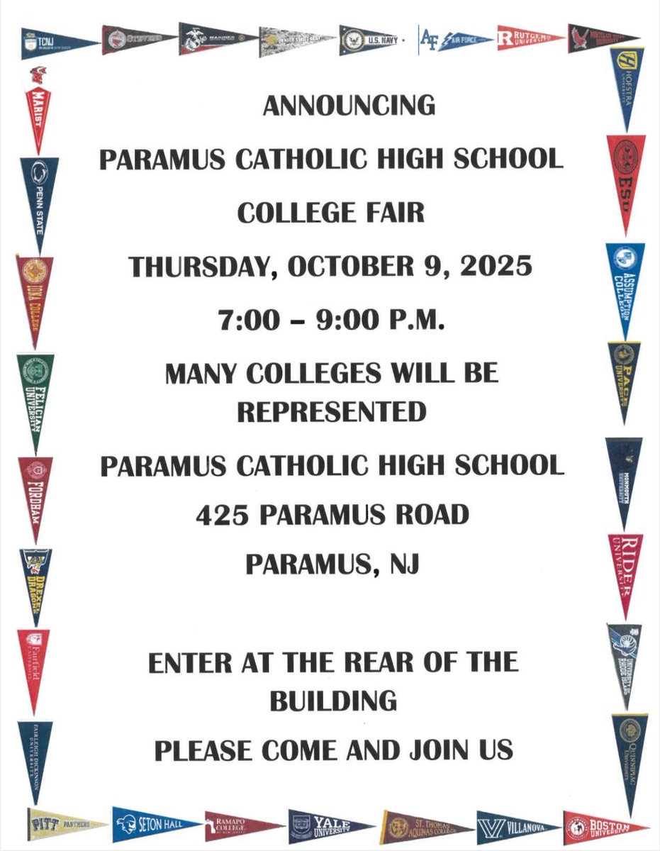 Paramus Catholic HS College Fair on Thurs., October 9th from 7-9pm <a href="/BectonHS/">Becton Regional High School</a>