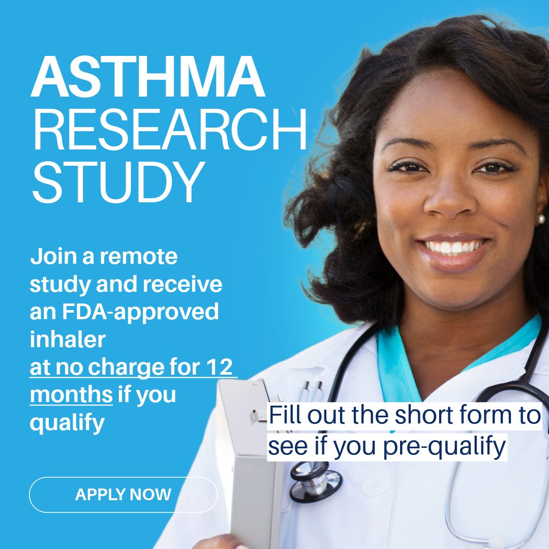 ClinicalHero's tweet photo. Asthma patients in California needed for a remote asthma research study. No office visits required. See: https://t.co/5gBjTCFlqD... #asthma #California #clinicaltrial https://t.co/B2pme2qxo3