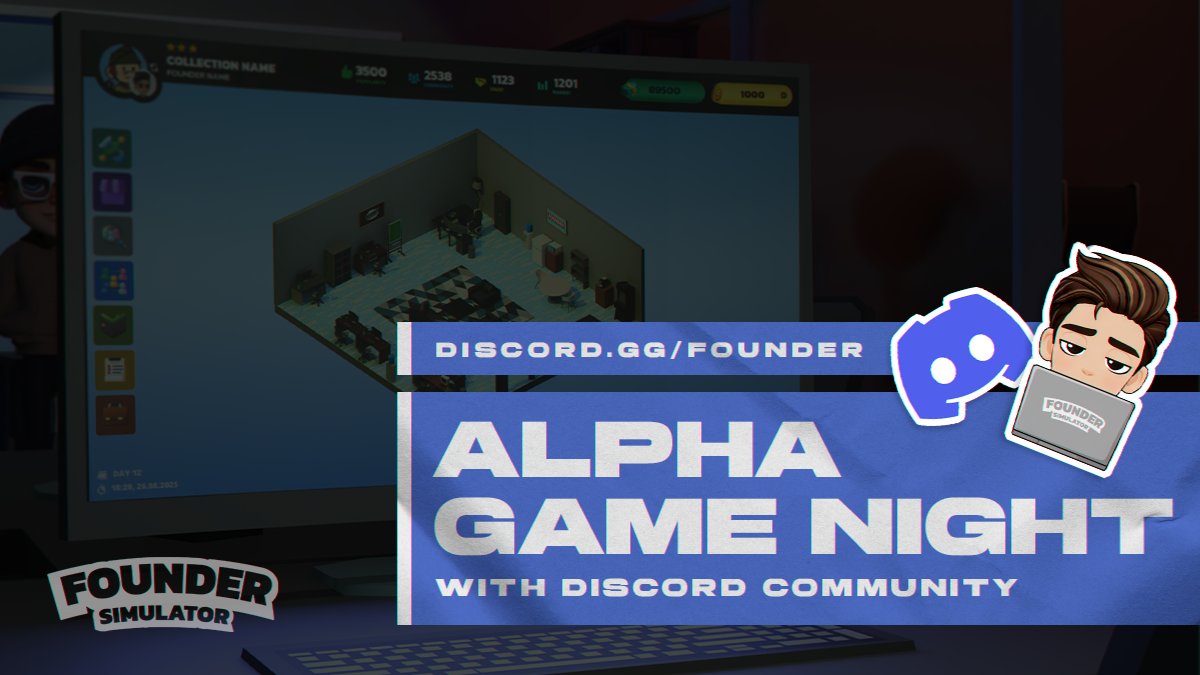 Founder Simulator Alpha Game Night!

⏳Tomorrow! 1/10 -  2PM UTC
🌐discord.gg/founder

Access codes will be given in discord!

Come try the game out and earn FounderList or OG!