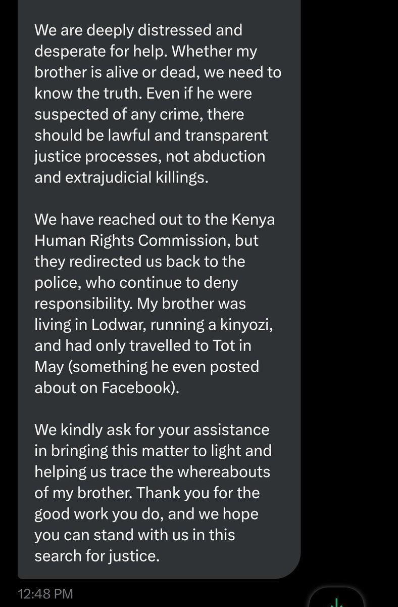 Man, kumbe abductions deadly bado zinahappen Na DCI.  Juzi thus happened pale Tot. The guys brother has disappeared. And the family is devastated and distraught.