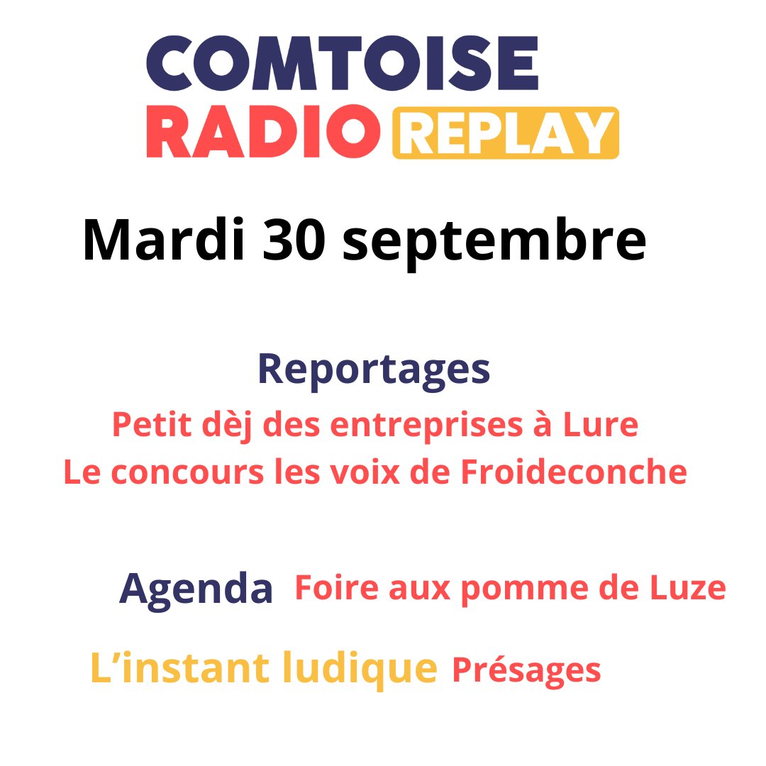 🎧 REPLAY COMTOISE RADIO
👉 Retrouvez tous nos replays sur l'appli Comtoise Radio et sur comtoiseradio.fr