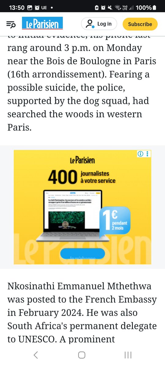 Translated reports from French Newspaper Le Parisien. An update on the disappearance of Nathi Mthethwa. This is terribly sad.