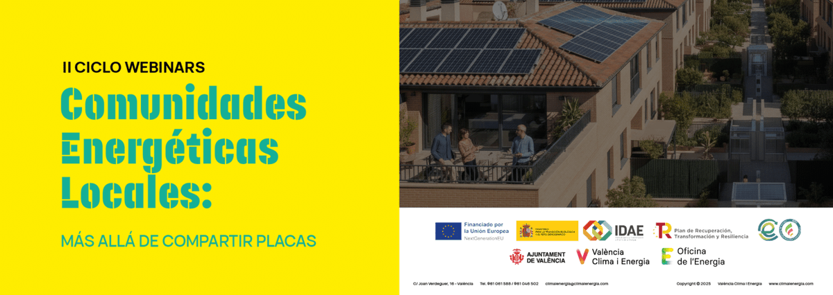 II Ciclo Webinars
COMUNIDADES ENERGÉTICAS LOCALES
👉 bit.ly/3WgkWFs
📆Jueves 16 oct 18h
Perspectiva de género en las Comunidades Energéticas
📅Jueves 30 oct 18h
Comunidades Energéticas como respuesta a la vulnerabilidad energética
<a href="/IDAEA_CSIC/">Inst. of Environmental Assessment & Water Research</a>  <a href="/AjuntamentVLC/">Ajuntament València</a>