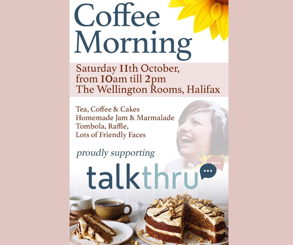 You're Invited! Coffee Morning for a Cause 🤝
Join us for a heartwarming Coffee Morning in support of Talkthru!

No need to book — just drop in!
Please share and spread the word. We can’t wait to see you there! ☕🍰
#Fundraiser #SupportTalkthruCharity