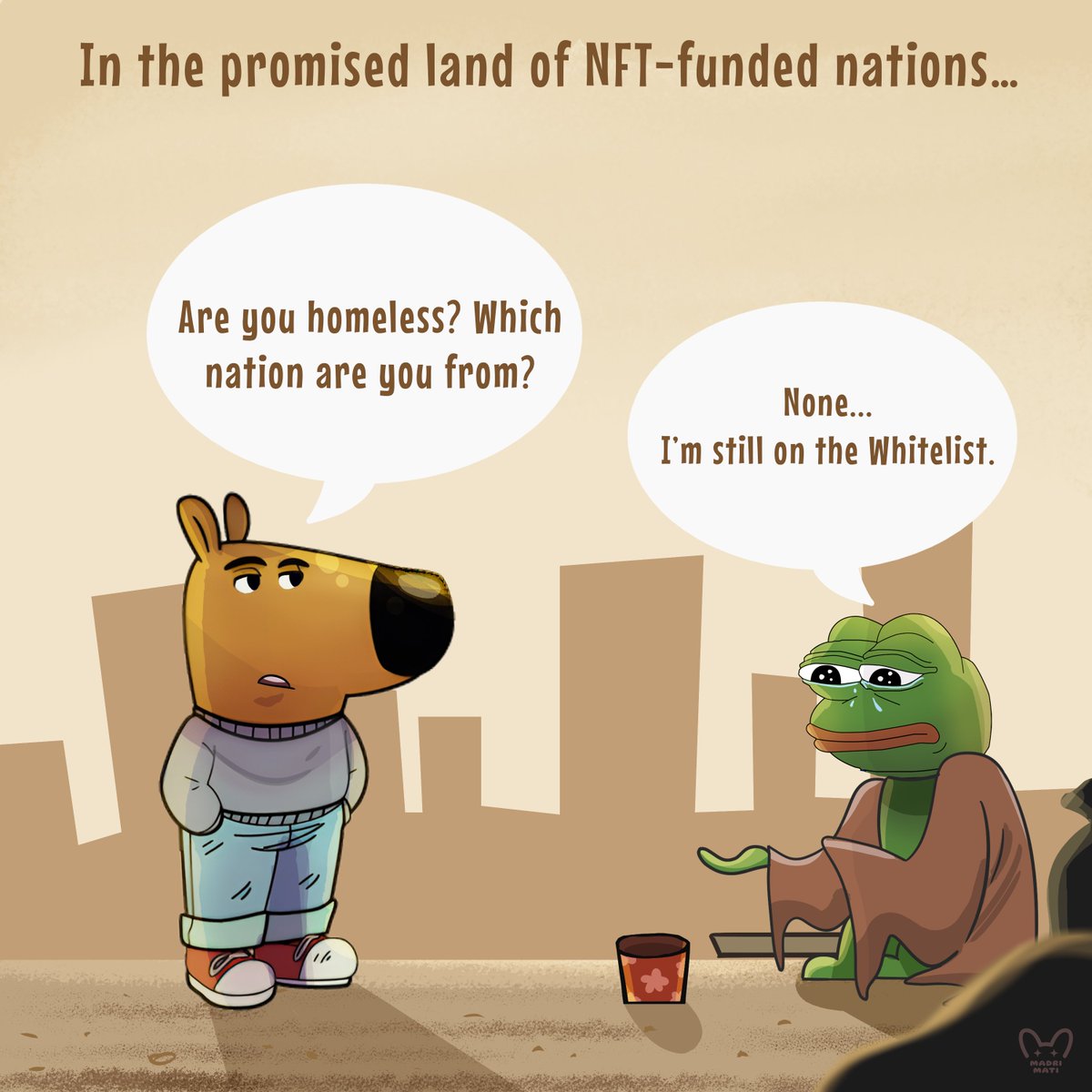 madrimati's tweet image. GM guys! ✨

Heard about NFT projects planning to found an entire nation? 👀
I&apos;d be forever on the whitelist… born rugged.