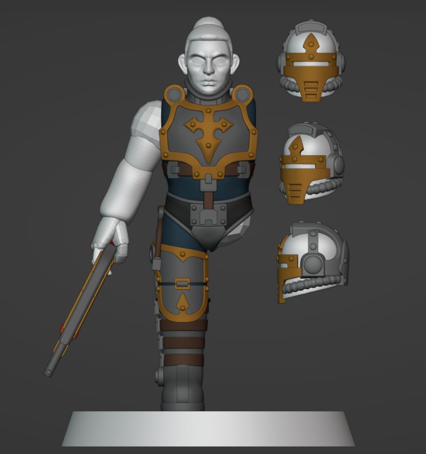 Chepac_3d's tweet image. WIP
Puliendo la armadura y terminando de modelar el casco. Luego le añadiré la casaca que me solicito y con ello a por los detalles.
#b3d #blender #3dmodel #3dart #WarhammerCommunity #warhammer40k