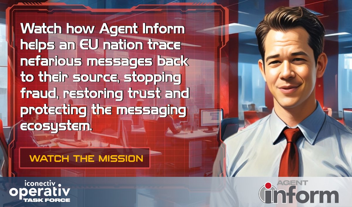 iconectiv's tweet image. 📲 Scam texters beware — Agent Inform and the iconectiv® Operativ Task Force are tracking you down. From source to shut down, this mission means business.

Read more about it: bit.ly/3UnvIce

#missioniconectiv #MessagingSecurity