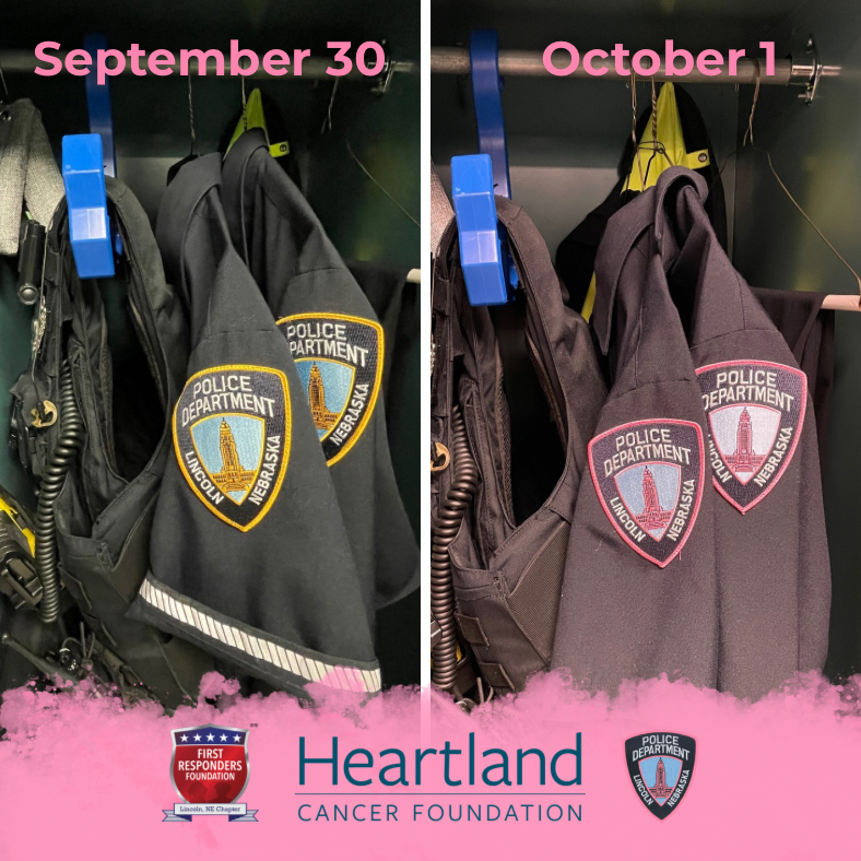 Lincoln_Police's tweet photo. Our lockers are ready for Breast Cancer Awareness Month which starts tomorrow! 

✨NEW✨ this year, officers can wear pink patches on their uniforms throughout October.

You can get them too. Pink patches are $10 each &amp; EVERY DOLLAR goes to @HeartlandCancer in Lincoln. https://t.co/R9TzlDBAGU