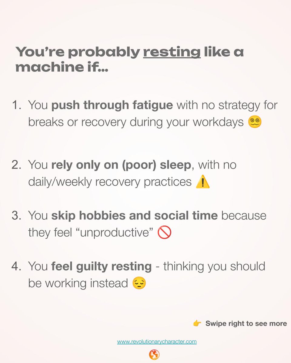 rev_character's tweet photo. “She works like a machine.”
The ultimate compliment - or a warning sign?

👉 Scroll through to find out if you’re working (and resting) like a machine or a human. https://t.co/bYq1k1QkD8