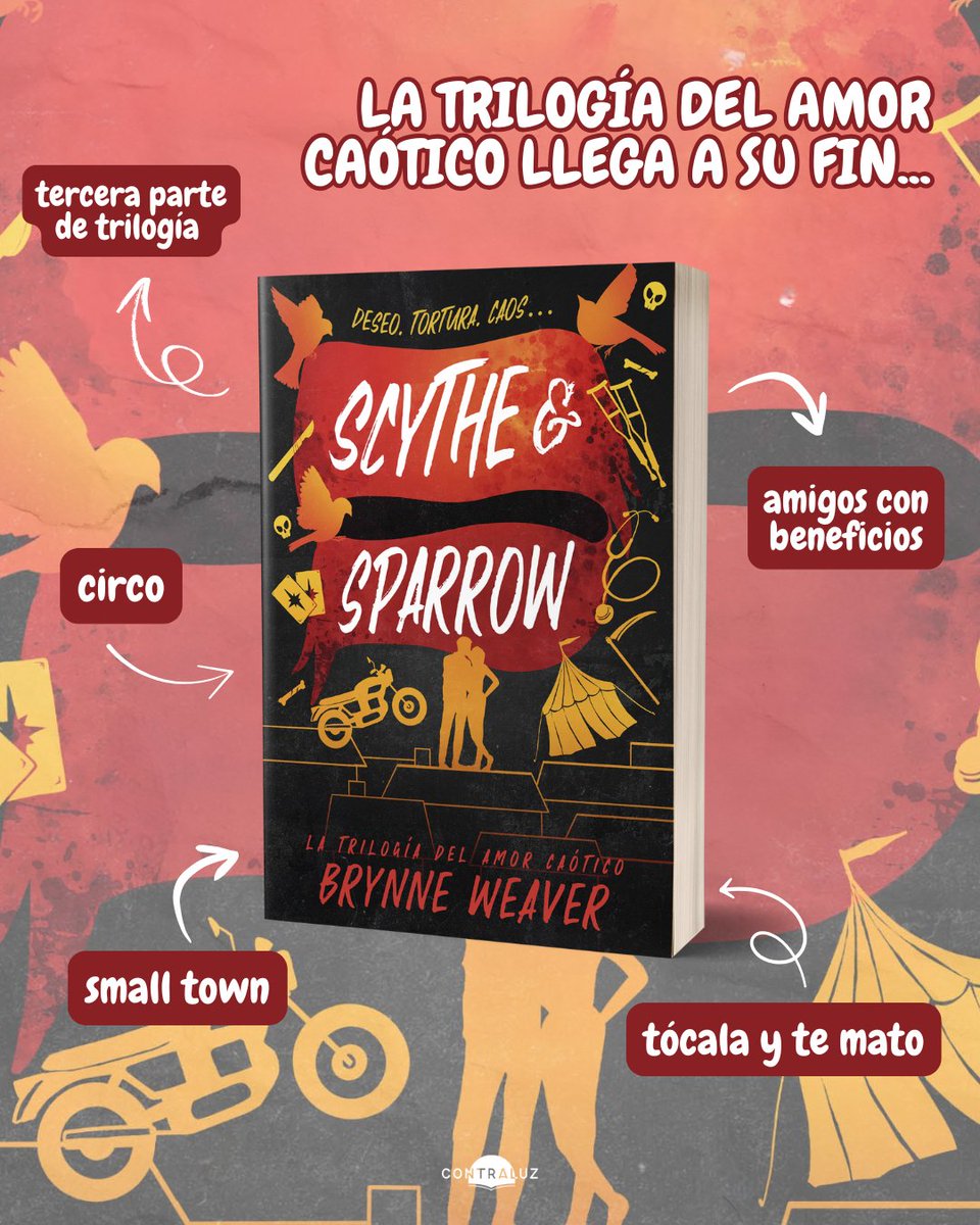 La trilogía del amor caótico llega a su fin...
Este jueves se publica «Scythe &amp; Sparrow», la tercera y última parte de la trilogía del amor caótico de Brynne Weaver 🖤