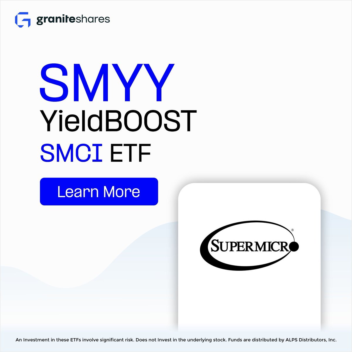 GraniteShares expands its YieldBOOST ETF suite with the launch of:

SMYY - GraniteShares YieldBOOST SMCI ETF: 
graniteshares.com/institutional/…

SMYY is designed to seek potential Weekly income by selling put options on 2x leveraged AMD ETF.

#GraniteShares #YieldBOOST #YieldBOOSTETFs