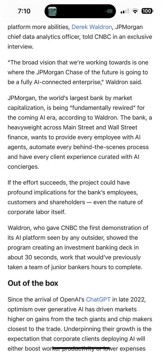 bluechipdaily's tweet photo. $JPM blueprint to become the world’s first fully AI powered megabank. 
https://t.co/cQVO0HLuPt https://t.co/P3UxfSZKIL
