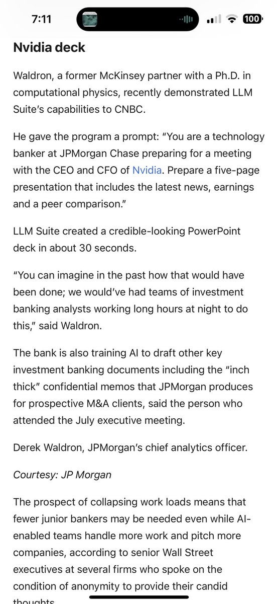 bluechipdaily's tweet photo. $JPM blueprint to become the world’s first fully AI powered megabank. 
https://t.co/cQVO0HLuPt https://t.co/P3UxfSZKIL