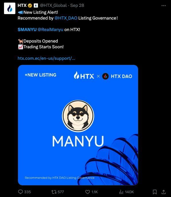 🚨 BREAKING NEWS 🚨

The world’s most pampered Shiba Inu just leveled up — HTX listed MANYU (Manyu) in the Innovation Zone on September 29, 2025  🐕🔥

From Instagram sass to blockchain dominance, Manyu isn’t just a meme — he’s a brand, a lifestyle, and now a global player. With