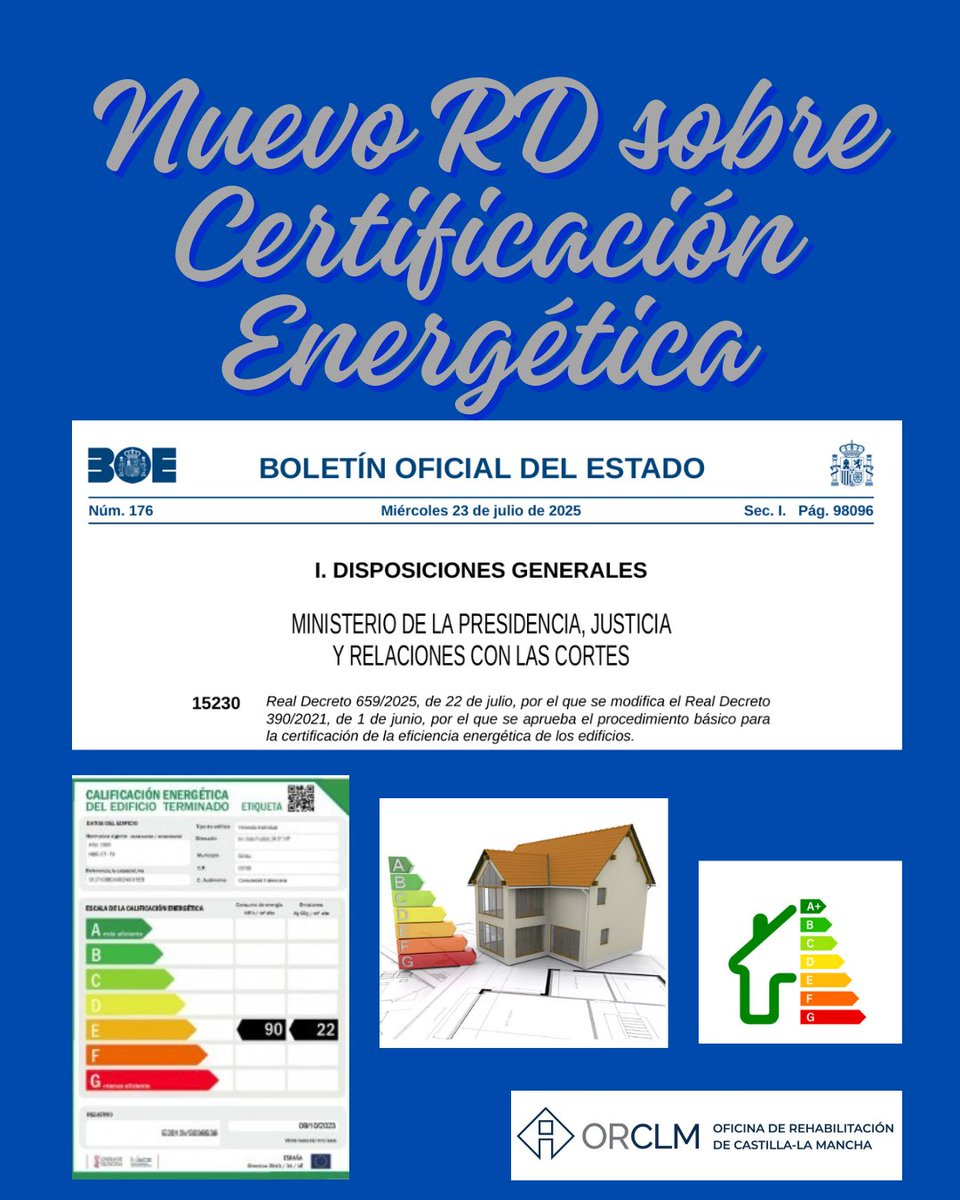 🆕 El Real Decreto 659/2025 por el que se modifica el Real Decreto 390/2021, revoluciona la certificación energética de edificios en España 🌍. ​ Ahora, los técnicos competentes no solo necesitarán titulaciones, sino también formación específica y conocimientos acreditados 📚.
