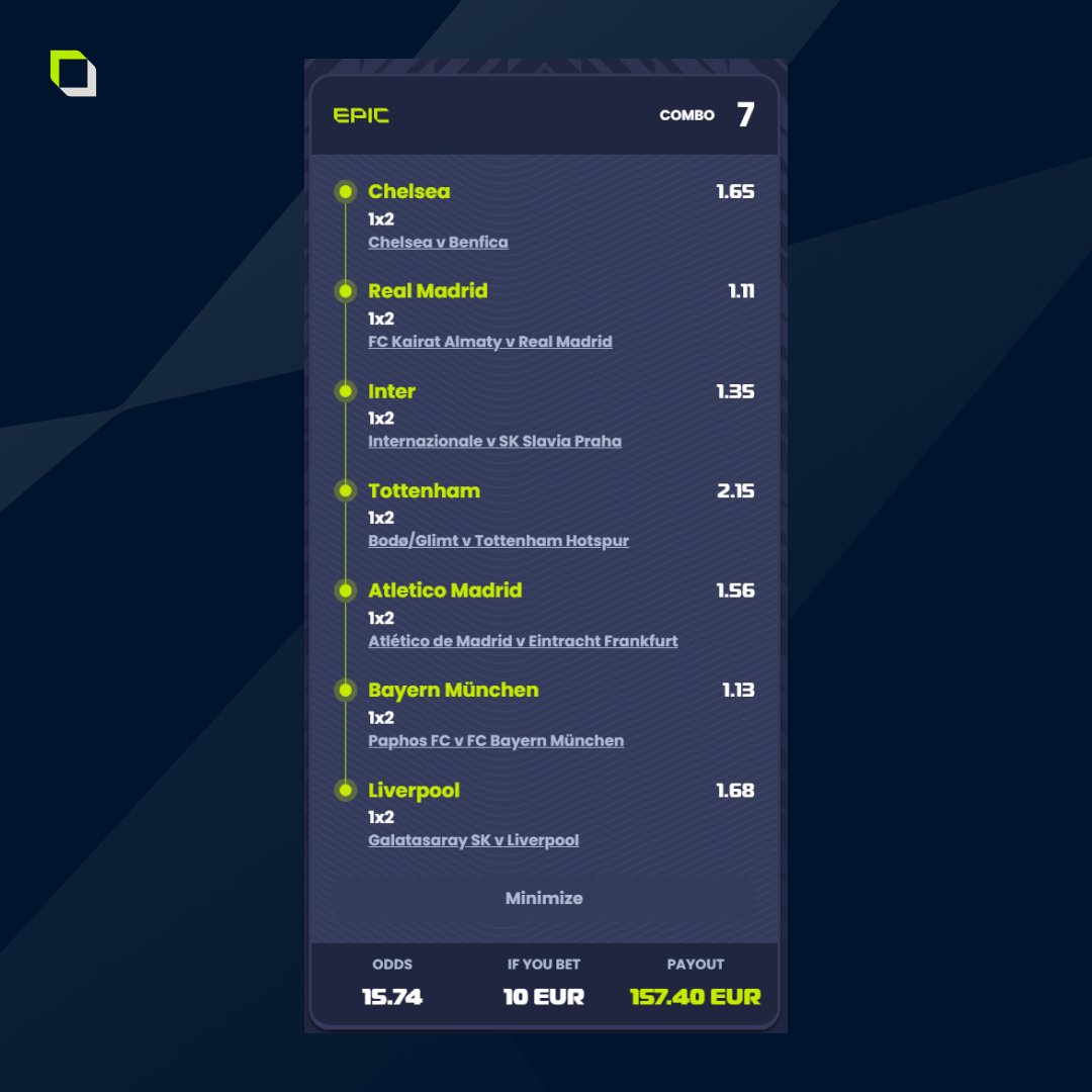 Is this a combo bet everyone will do tonight?

If yes, I save your time compiling it. Simple click and Epic game is on: epicbet.com/?betlink=EPIC6…