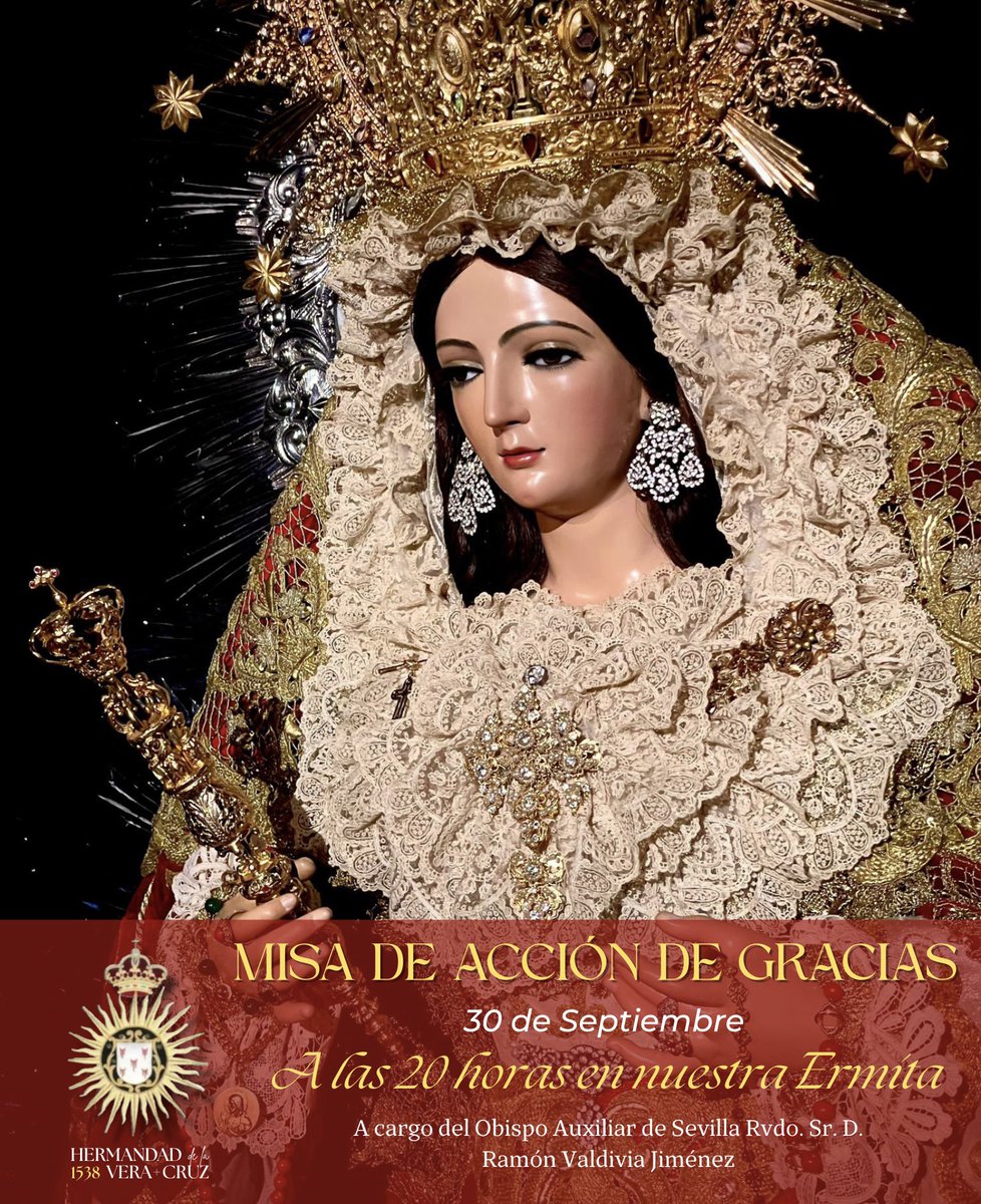 #CULTOS | Hoy, a las 20 horas, Misa de Acción de Gracias por el buen desarrollo de las fiestas en honor a Ntra. Sra. de la Encarnación.

#VeraCruzAznal #FiestasSeptiembre25 #EncarnacionAznalcazar25