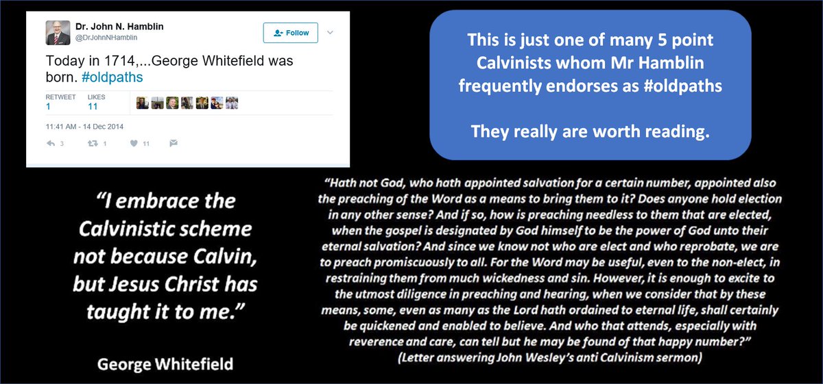 weecalvin1509's tweet image. 👀 

Why not add: "I also endorse 5 point Calvinist evangelists as #oldpaths preachers too, pointing out their evangelistic zeal..."? #Whitefield #Calvinism
#TheologyDrivenEvangelism 
#truthsforthesetimes
