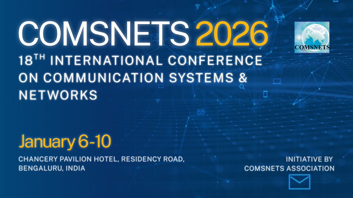 📢 Call for Papers – #AIoT Workshop @ COMSNETS 2026 (Bengaluru, Jan 10). 

Topics: TinyML, federated learning, Edge AI, IoT security &amp; privacy, energy-efficient AI, blockchain for IoT. 

📅 Submit by Oct 15, 2025 

👉 comsnets.org/AIoT.html

#AI #IoT #COMSNETS2026 #PANDORA