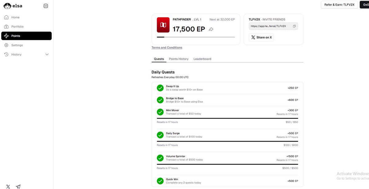 Today <a href="/HeyElsaAI/">HeyElsa</a> task Completed 
What About Yours? 
@wallchain_xyz