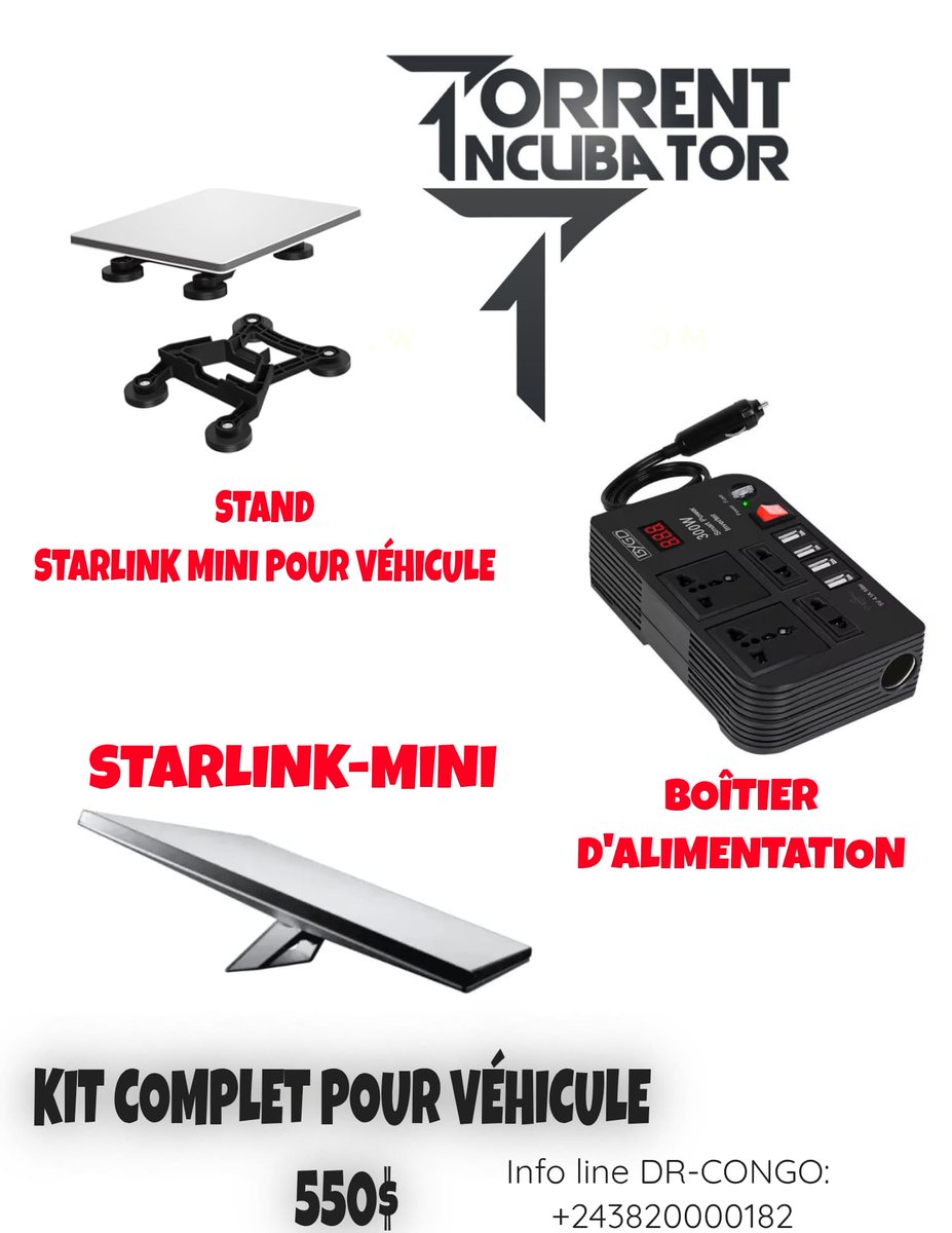 incubator243's tweet photo. #RDC : Offre  #Torrent 

1. Starlink-Mini :350$
2. Starlinki stadands : 570$
3. Starlink-High performance :2700$
4. Starlink entreprise: 2700$

#CONTACTS Whatsap :+243820000182
 Email: incubatortorrent@gmail.com

@Presidence_RDC @PrimatureRDC @premidisrdc https://t.co/7pbiiJ4IWG