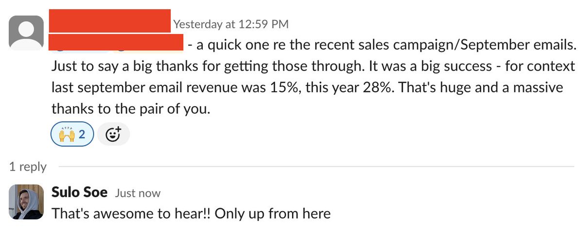 Klaviyo screenshots are cool but messages like this are cooler