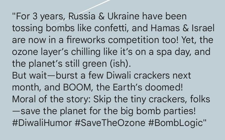 ManojkumarKVG's tweet image. #DiwaliHumor #SaveTheOzone #BombLogic&quot;