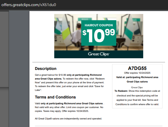 2025Promocode's tweet image. Great Clips Codes $8.99 Off 2025, Great Clip Offer Codes, Great Clips Coupons 2025, Great Clips Coupon & Promo Code 2025. $6.99 Great Clips Coupons October 2025.
x.com/greatclips99
offers.greatclips.com/yJmjvIv