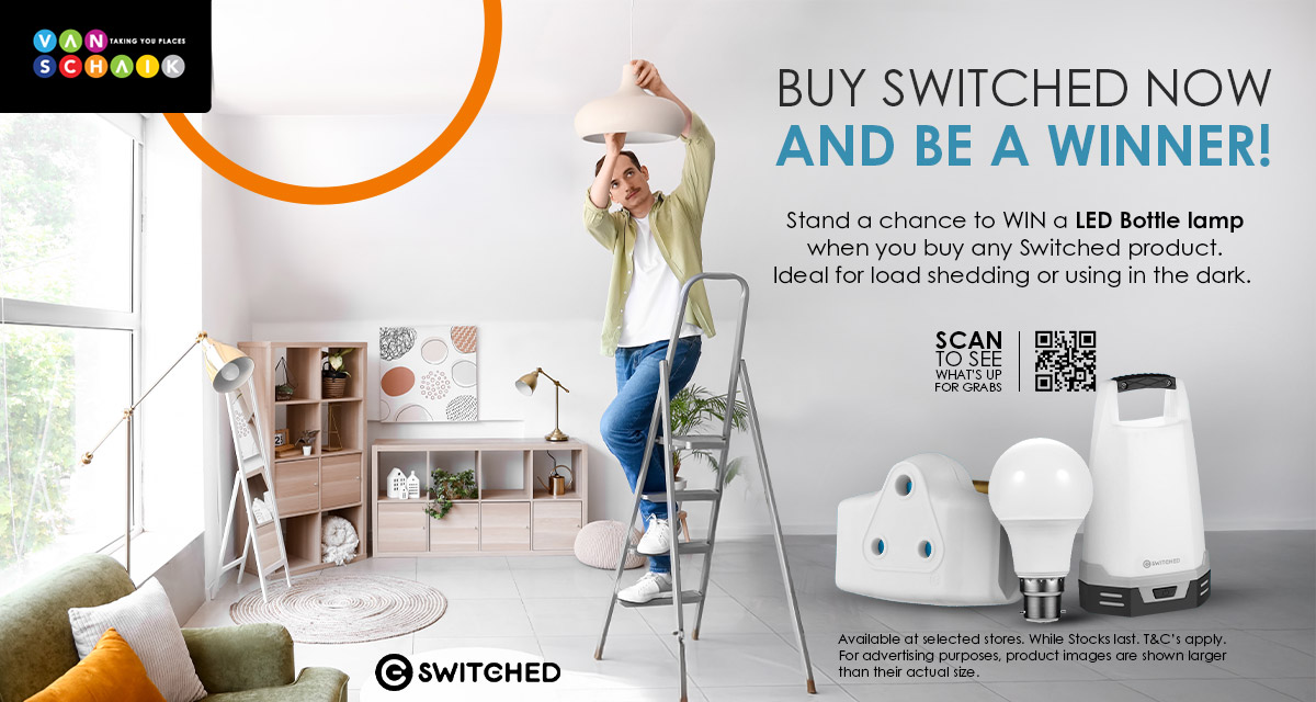 vanschaik1's tweet image. 💡 Stay bright, even in the dark!

Buy any Switched product at Van Schaik and stand a chance to WIN a LED Bottle Lamp, perfect for load shedding or late-night studying.

👉 Shop now bit.ly/3INlXli . Don’t miss out.

#VanSchaik #SwitchedOn #BeAWinner #LightsOn