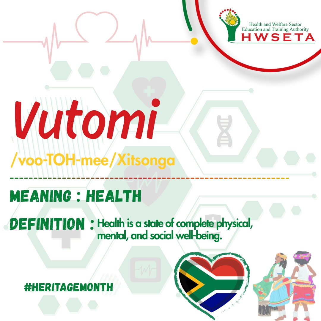 This Heritage Month, HWSETA highlights one word that matters in every community - health. 🌍Because taking care of it is how we can honour both our past and our future.

#HeritageMonth #Health #HWSETACares