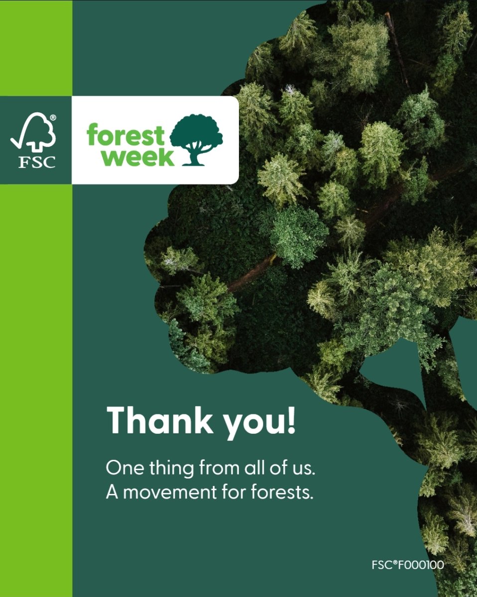 FSC_EA's tweet image. Thanks for joining #FSCForestWeek! 💚
Your one thing for the forest counts—whether spotting the FSC label, choosing certified products, reusing, repairing, or enjoying nature. 🌍

Every step makes a difference. 
#DoOneThing