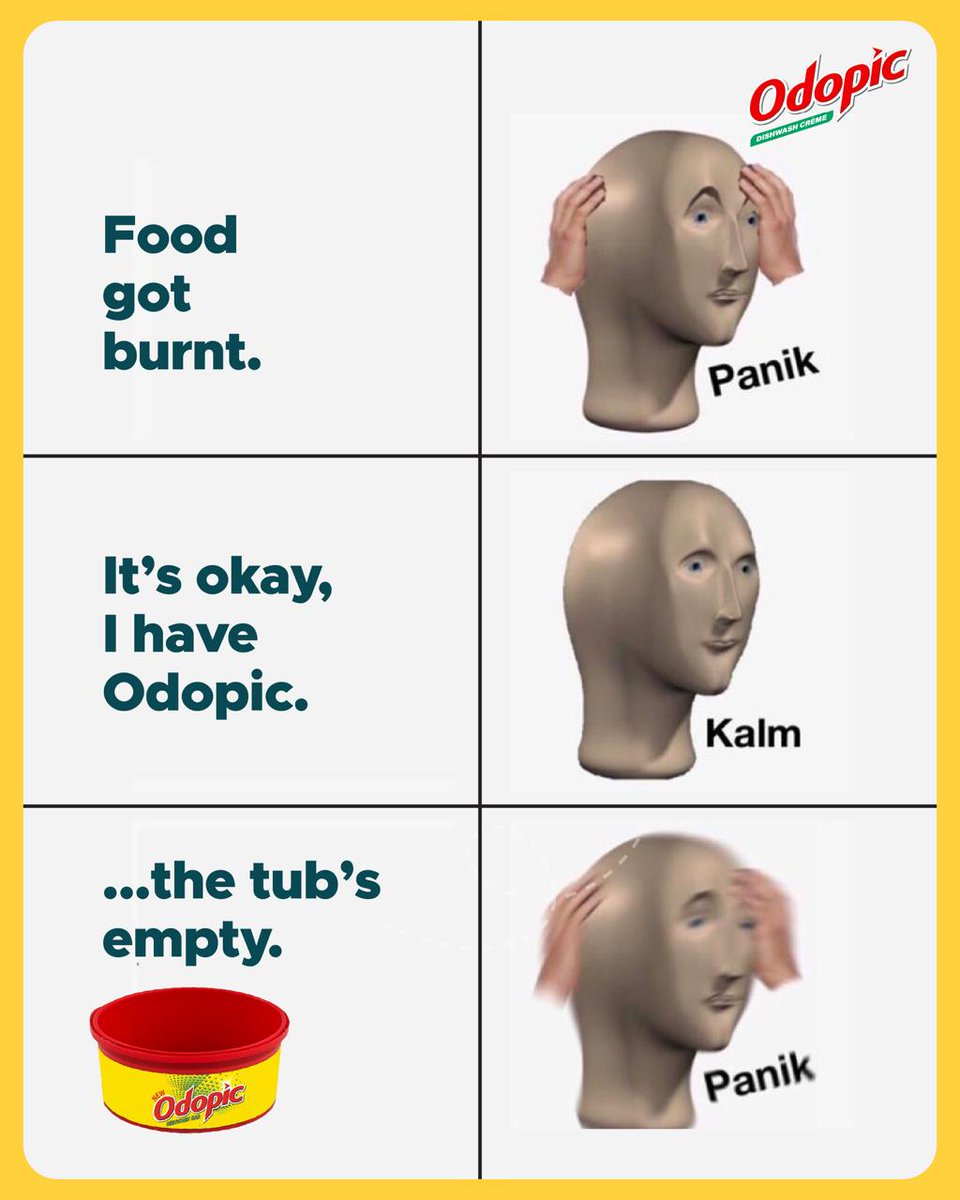 OdopicDishwash's tweet image. Burnt the food? 😱
Relax, Odopic can handle the mess. 🧼✨
…unless the bottle’s empty — then it’s true Panik. 🔥🍳

#Odopic #GreaseOutShineOn #KitchenFails #LessScrubbing