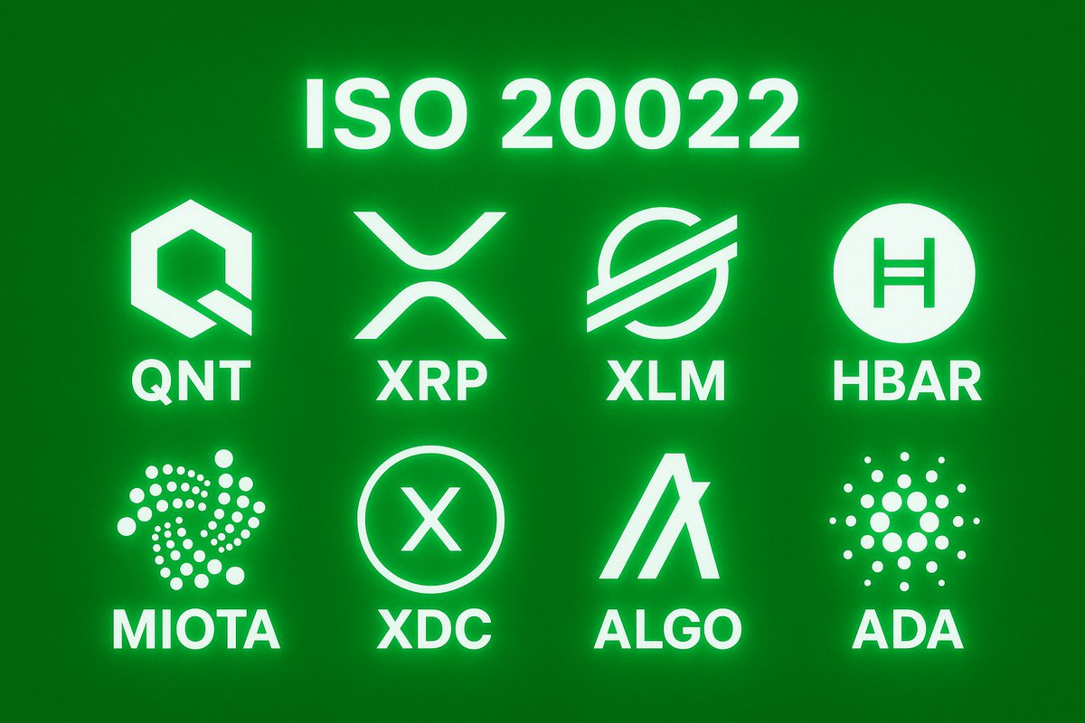 ISO 20022-compliant cryptocurrencies are gaining traction in finance, as  central banks seek faster and more secure payment transactions. ISO 20022  cryptos: 1. Quant ( $QNT ) 2. Ripple ( $XRP ) 3.
