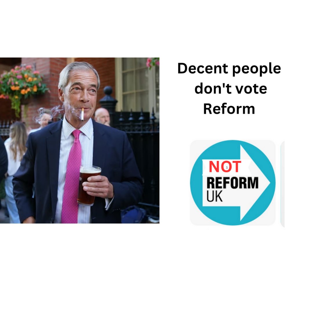 PhilMyers53's tweet photo. REFORM are NOT the alternative 

They are 𝐓𝐇𝐄 𝐎𝐏𝐏𝐎𝐒𝐈𝐓𝐄

Decent people don't vote Reform https://t.co/Bv9RTQklhV