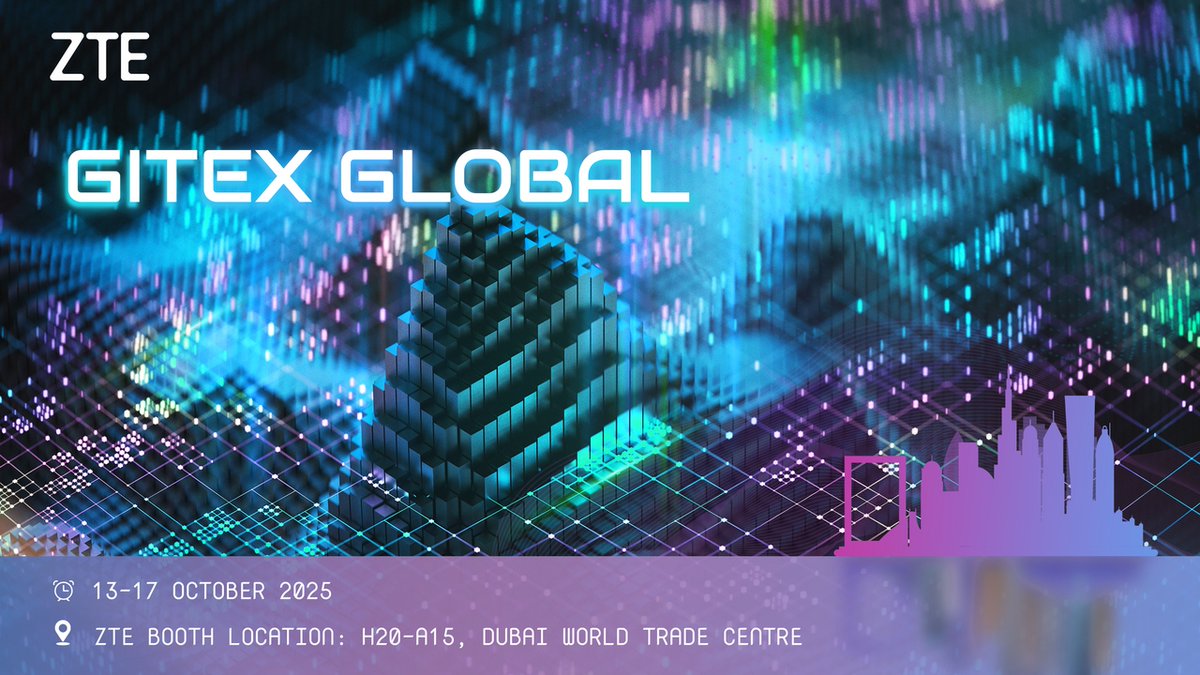 ZTEPress's tweet image. 🚀 Explore the Future with ZTE at #GITEX GLOBAL 2025! Smarter networks, greener infrastructure, and AI-driven opportunities — all under one roof. Redefining possibility through intelligent innovation. #GITEX2025 #ZTE #NextGenTech #FutureForward

📅 October 13–17, 2025
📍 Dubai…