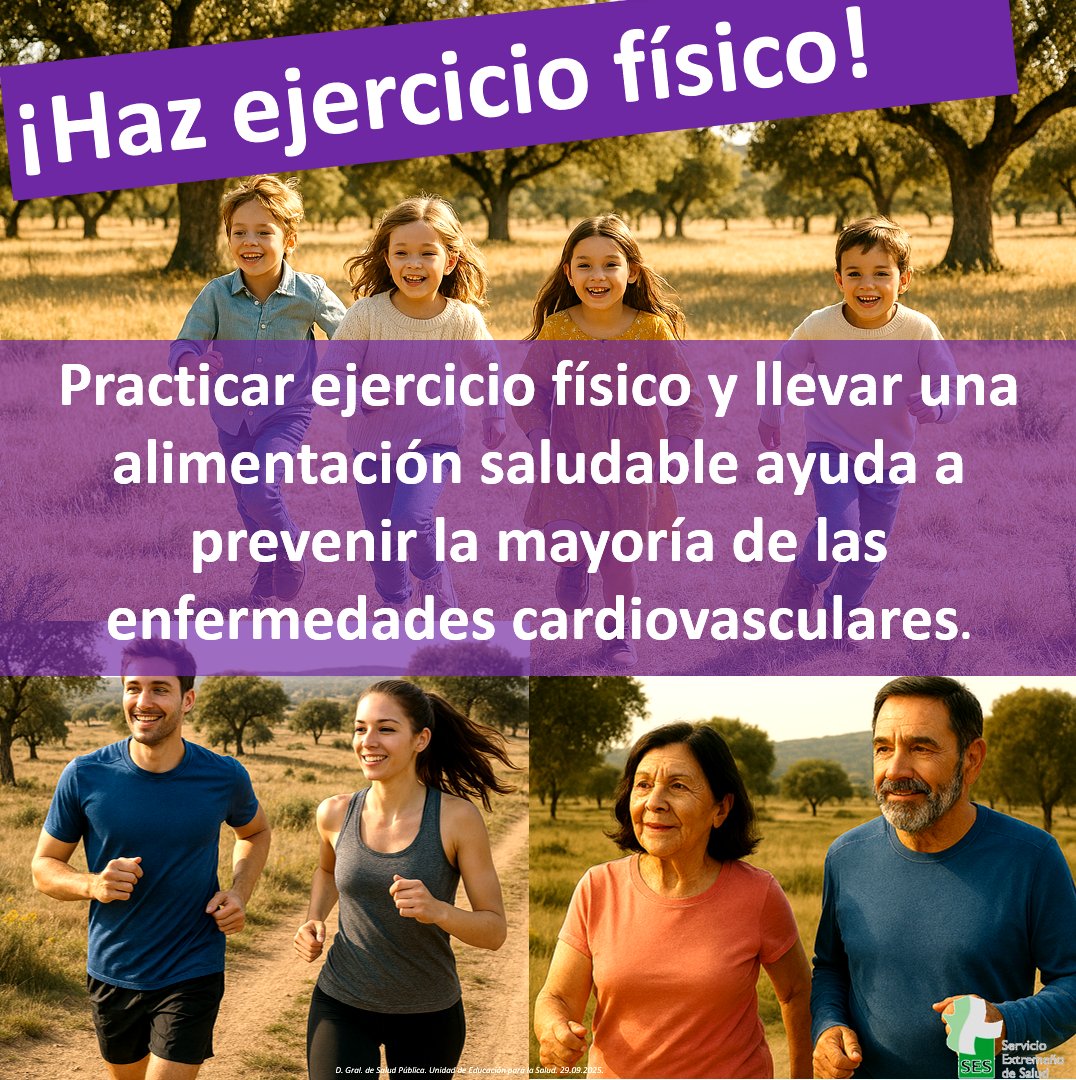 POR TI, POR TU CORAZÓN, ¡HAZ EJERCICIO!

👉El ejercicio físico reduce el riesgo de hipertensión arterial, diabetes tipo 2, obesidad y colesterol elevado.
👉A su vez, todo ello reduce significativamente las probabilidades de que nuestro corazón enferme.
