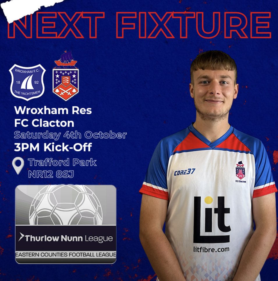 🚨| NEXT FIXTURE!

🆚 <a href="/The_Yachtsmen/">Wroxham FC</a> Res
📍Trafford Park, NR12 8SJ
📅 Saturday 4th October
⏰ 3pm Kick-Off

Come show your support and back the lads!💪💙❤️

#Seasiders #FCC #Clacton #Essex