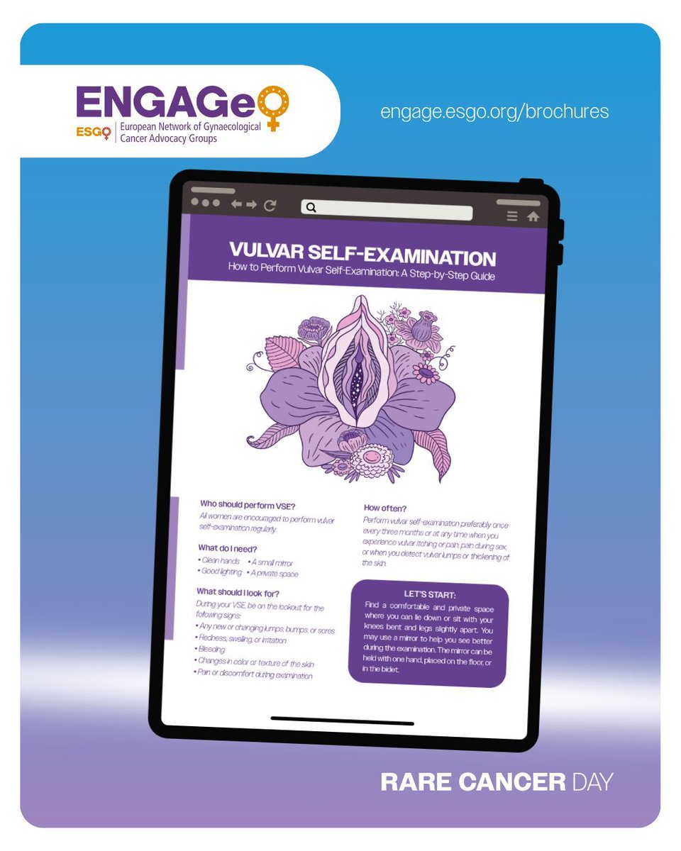 EngageEsgo's tweet image. September 30 is Rare Cancer Day. 💜

Among the gynaecological cancers, there are several rare types, including vaginal 💙 cancer, vulvar💜 cancer, and rare ovarian 🩵 and endometrial 🧡 carcinomas. Let’s all share our support for rare gynae cancer patients! Whatever your journey,…