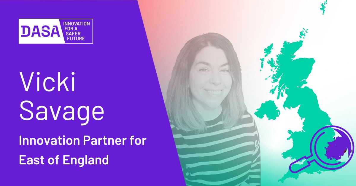 DASAccelerator's tweet image. If you live in the East of England, Vicki Savage is your DASA Innovation Partner.
If you aren't already, you can follow Vicki on her LinkedIn page: ow.ly/ccIi50Wrekk
Learn more and connect with your local IP: ow.ly/okcm50Wrekl