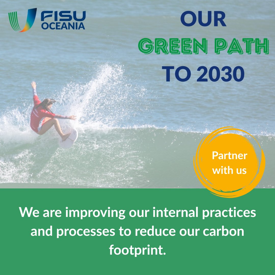 In the lead up to #GreenSportsDay we highlight #OurGreenPath to 2030. We are improving our internal practices to reduce our footprint. Want to partner with us on our climate pledge? DM us to connect. #WeAreOceania #sustainability #climateaction #S4CA #noplanetnoplay