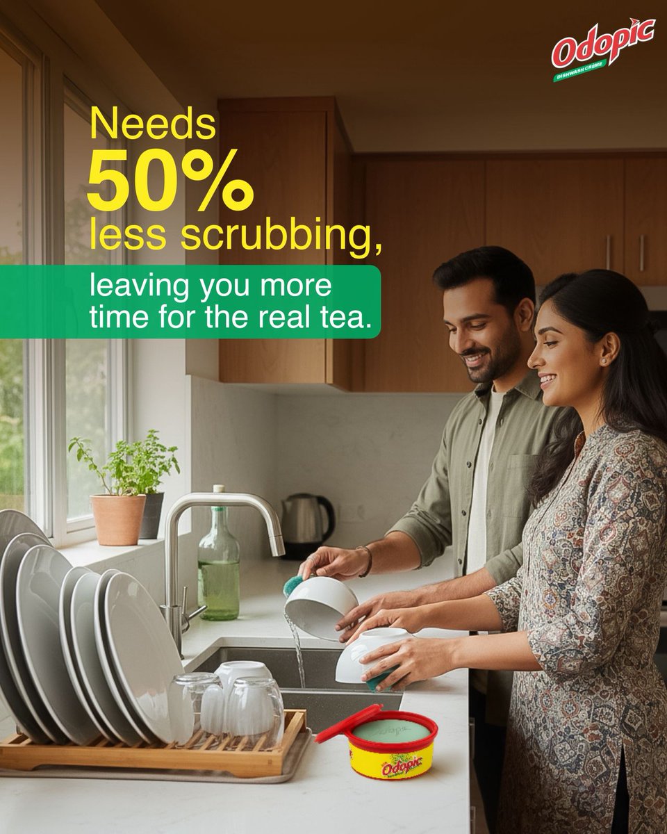 OdopicDishwash's tweet image. 50% less scrubbing, 100% more chai-time! ☕💛 With Odopic, enjoy the moments that truly matter. 
#LessScrubbingMoreLiving #Odopic