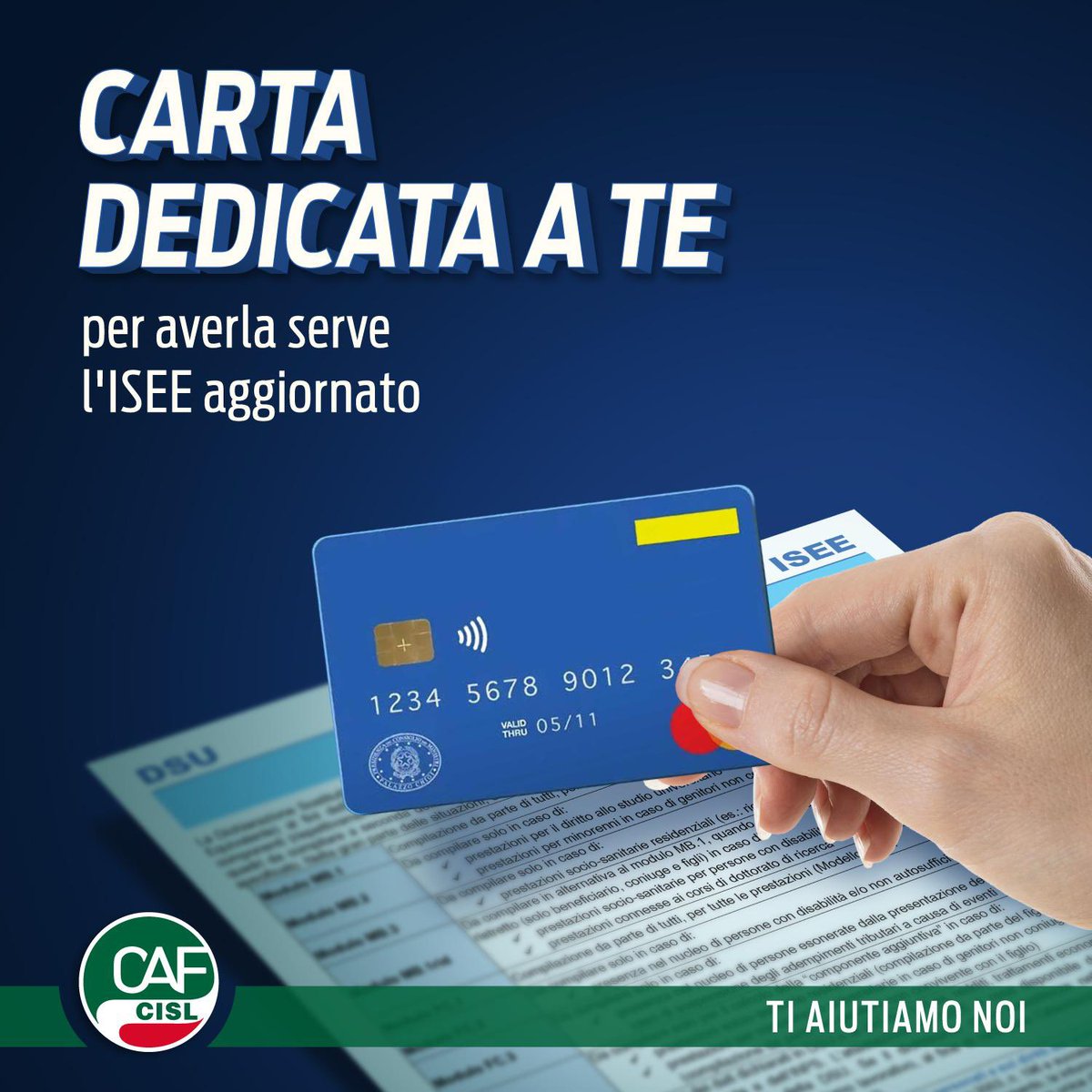 💳 Carta dedicata a te 2025: 
500€ per le famiglie con ISEE inferiore a 15000€ a partire da quelle con 3 componenti e figli piccoli

❔Non occorre fare domanda, sono i Comuni a contattare le famiglie beneficiarie 

Scopri di più 🔗cafcisl.it/carta_dedicata…