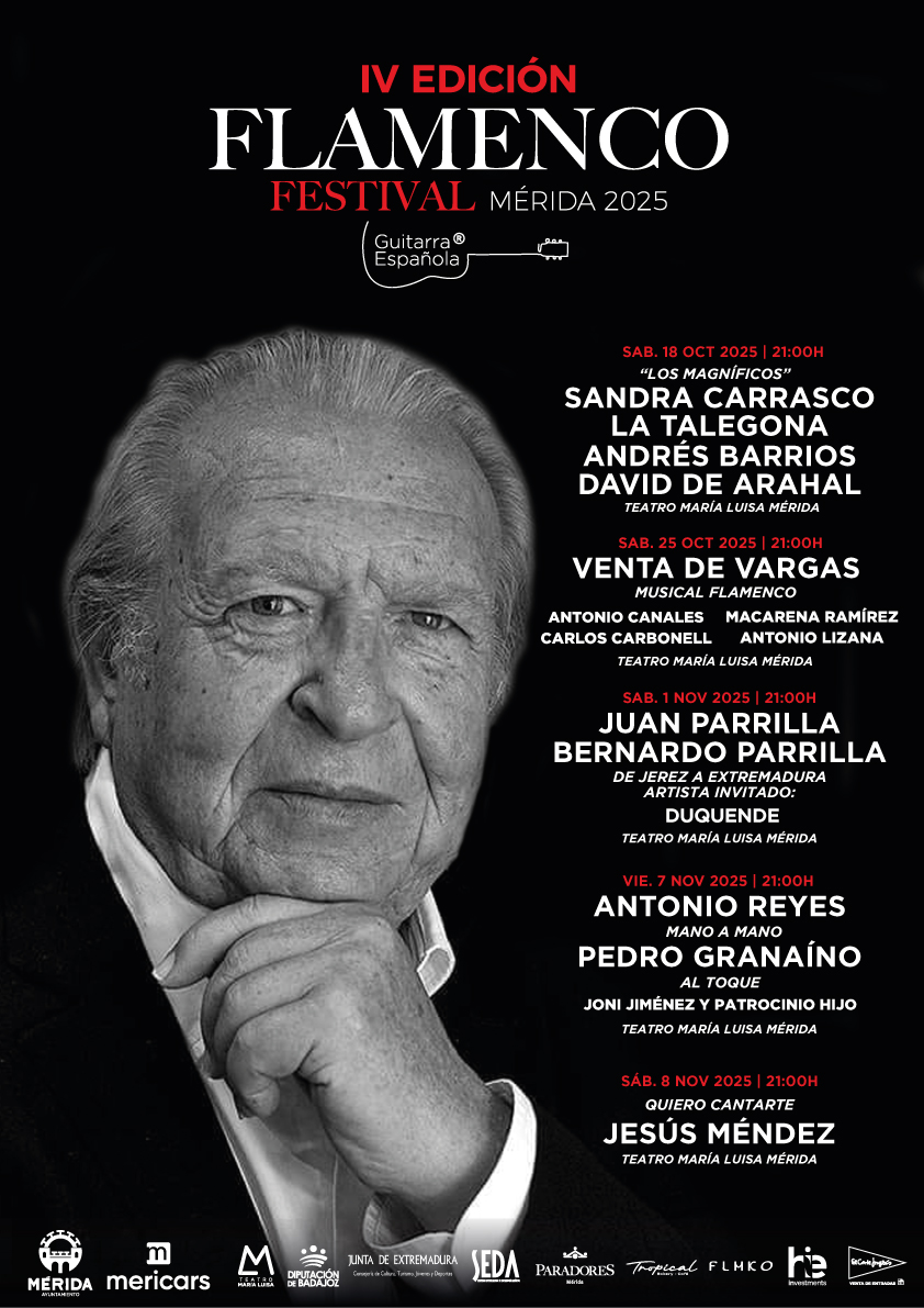 🎶💃 ¡No te pierdas el Festival Flamenco Mérida del 18/10 al 8/11! 5 noches mágicas en homenaje a Juan Peña "El Lebrijano". Disfruta de grandes espectáculos. 🎟️ Compra entradas: elcorteingles.es #Flamenco #Mérida