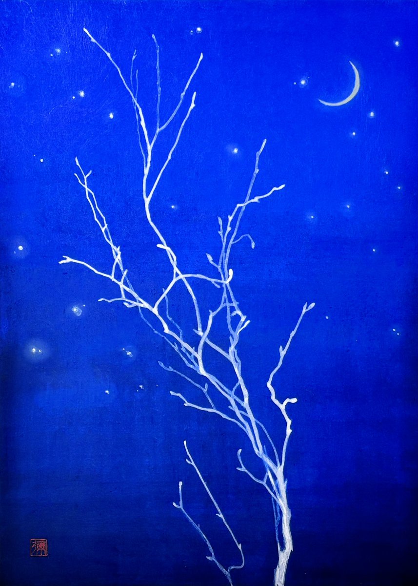 一旦完成させた絵に加筆修正
月と星を気持ち程度に光らせてみた